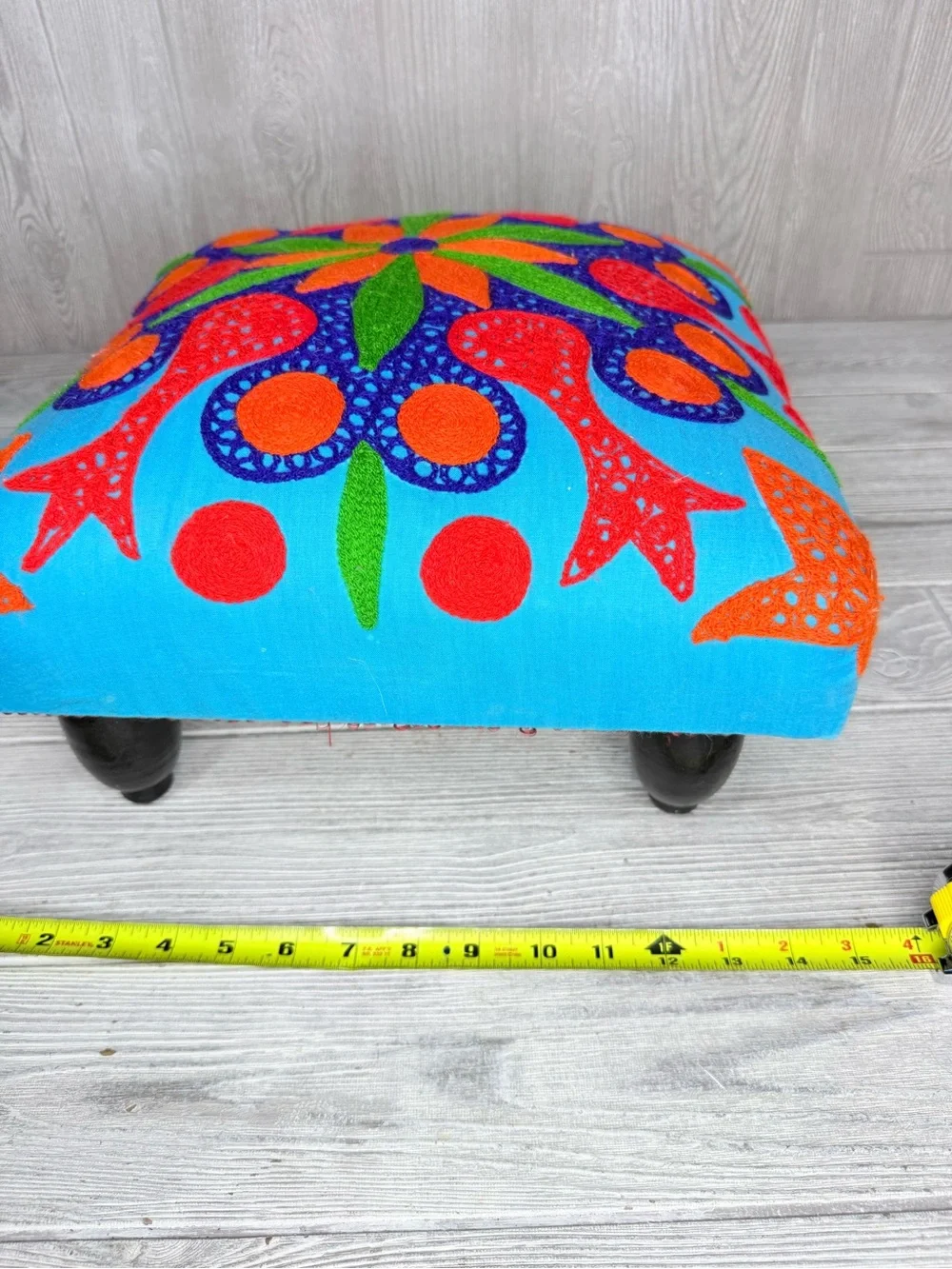 Pier 1 Mystic Mandala Foot Stool cloth embroidered top seating ottoman